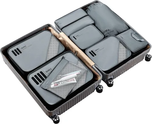 Vista 6 de DIMJ Cubos de equipaje para viajes, paquete de 8 organizadores de equipaje para maleta, juego de bolsas organizadoras portátiles de maleta