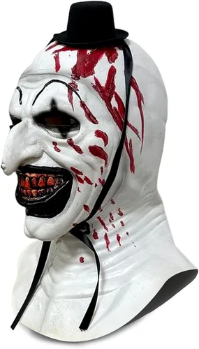 Vista 2 de Terrifier Art the Clown Mask Scary Bloody Halloween Cosplay Mask Killer Joker Masquerade Costume Props para adultos