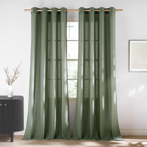 Vista 93 de NICETOWN - Cortinas de lino angora para ventana de cocina sobre el fregadero, con ojales, lino grueso angora, tratamientos cortos para ventanas