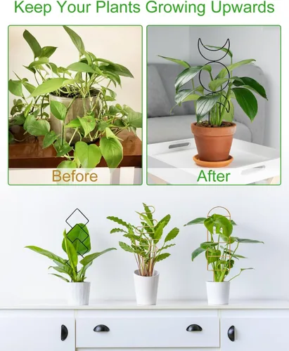 Vista 3 de Paquete de 4 enrejados de plantas trepadoras de interior, enrejado pequeño para plantas en macetas al aire libre, enrejado de metal para plantas