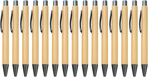 Vista 7 de Gullor Bolígrafo retráctil de bambú natural, bolígrafos sostenibles para escribir diario, suministros de oficina, bolígrafos ecológicos, 5