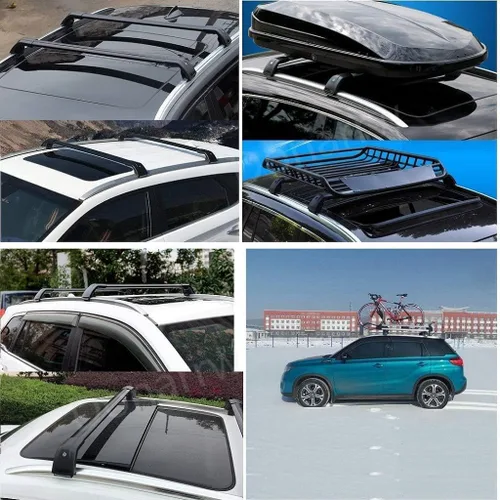 Vista 5 de Bastidores de carga negros para KIA NIRO 2017-2023, barras transversales, portaequipajes con cerradura