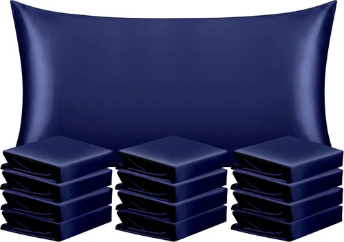 Vista 135 de NTBAY Paquete de 2 fundas de almohada estándar de satén para cabello y piel, lujosas y sedosas fundas de almohada con cierre de sobre, 20 x 26