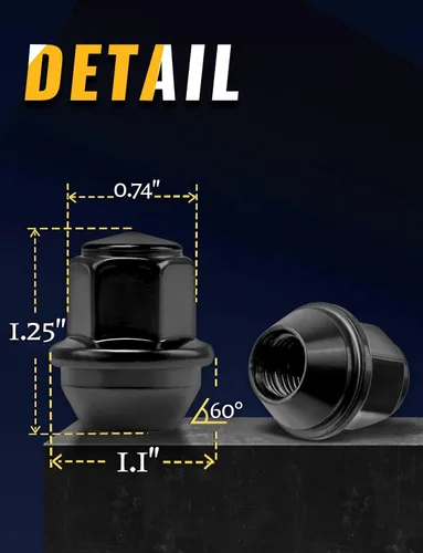 Vista 4 de Juego de 20 tuercas de rueda de fábrica OEM de 0.472 in x 1.5 para Focus Fusion Escape Ranger MKC MKZ Fiesta Stock Ruedas grandes de bellota asiento