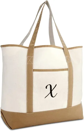 Vista 29 de DALIX Bolso de mano natural para mujer Bolsos de hombro Marrón con monograma Letra A - Z K