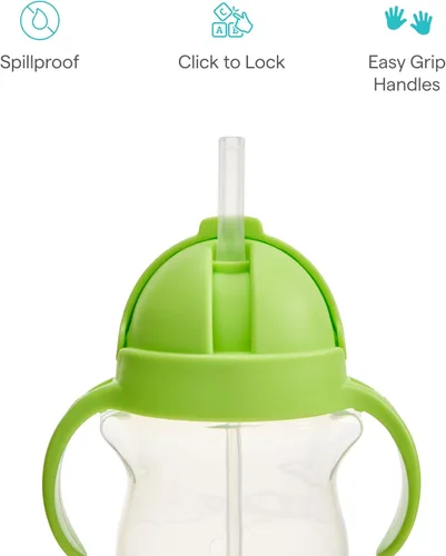 Vista 4 de Munchkin Any Angle - Vasos con popote para niños pequeños, a prueba de derrames, vaso con popote con peso con asas de transición para bebés de 6