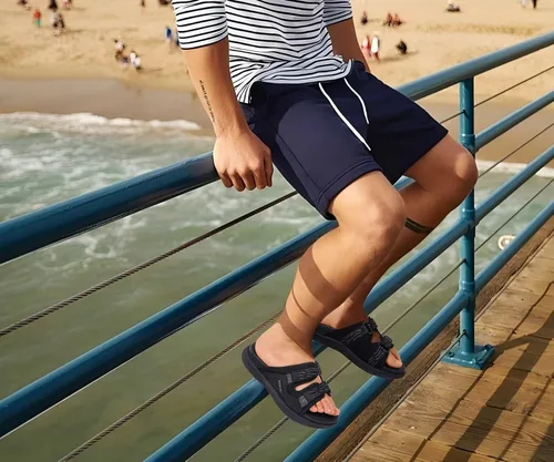 Vista 2 de KuaiLu Sandalias ortopédicas para hombre, atléticas, gruesas, para recuperación, deporte, correa ajustable, puntera abierta, sandalias para caminar