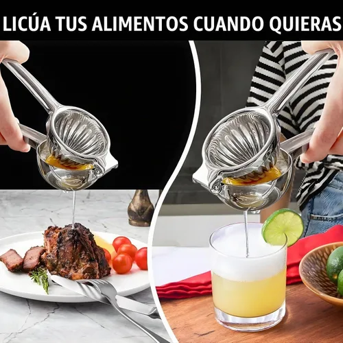 Vista 8 de Exprimidor de limón extra grande – Prensa de cítricos de acero inoxidable resistente con cuenco jumbo – Exprimidor manual para limones, limas