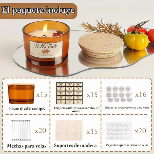 Vista 3 de CONNOO - Paquete de 15 tarros de vela de vidrio ámbar de 4 onzas con tapas herméticas de bambú Thick Glass, Bulk Small Wide Mouth Candle