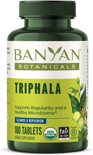 Vista 9 de 90 comprimidos Banyan Botanicals Triphala USDA orgánico, fórmula equilibrada para la desintoxicación y el rejuvenecimiento*