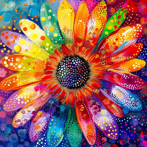 Vista 7 de Rompecabezas para adultos de 1000 piezas, rompecabezas de pared de flores coloridas para adultos, pintura de arte floral, flores de arco iris