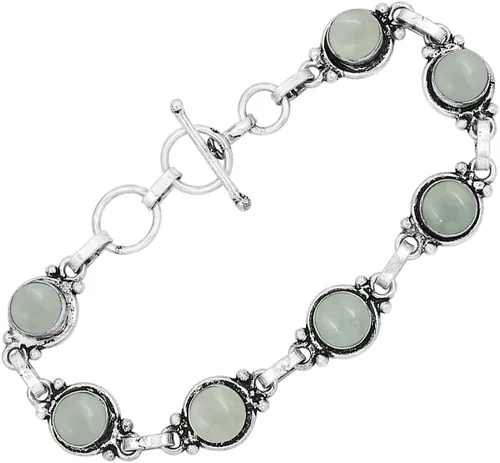 Vista 20 de Round Shape Natural & Synthetic Gemstones Silver Plated Bracelets for Women - Vintage Bohemian Style Handmade Birthstone Adjustable Link Bracelet