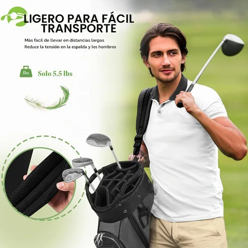 Vista 6 de UNIHIMAL Bolsa de carrito de golf de 14 vías con parte superior divisora de longitud completa y múltiples bolsillos, bolsa de golf para hombres