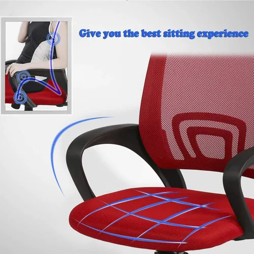 Vista 7 de Silla de oficina barata, silla ergonómica de escritorio para computadora con ruedas, reposabrazos y soporte para la espalda, respaldo medio, silla
