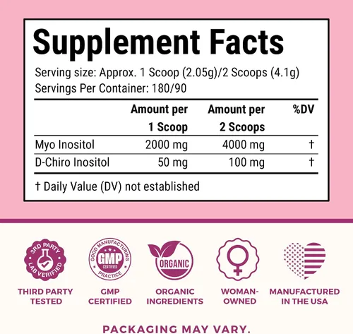 Vista 7 de VITA-PCOS Suplemento de mio-inositol y D-Chiro inositol para mujeres – Suplementos de fertilidad de suministro de 90 días para mujeres, suplementos