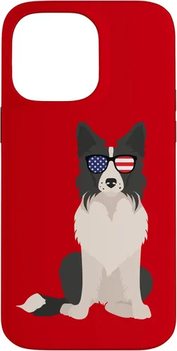 Vista 21 de Border Collie July 4th Patriotic American Sunglasses Dog Case for iPhone 16