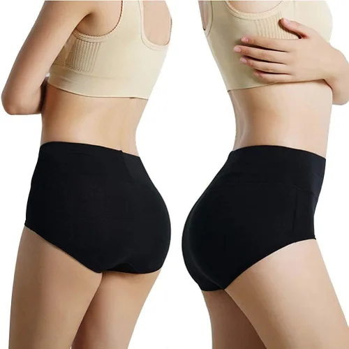 Vista 6 de UMMISS - Ropa interior de algodón de cintura alta para mujer, cobertura completa, suave, cómoda, multipack de braguitas Negro-gris-total