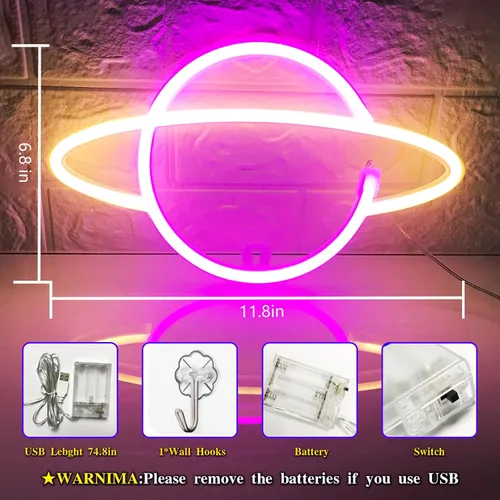Vista 89 de Letrero de neón de amor para dormitorio, USB o batería, luz de neón para pared, luz de neón LED como letreros de pared de neón para niñas, letrero