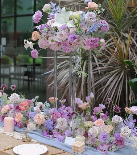 Vista 4 de 10 jarrones acrílicos de 23.62 pulgadas, centro de mesa, decoración de mesa, soporte de flores para centros de mesa de boda para mesas