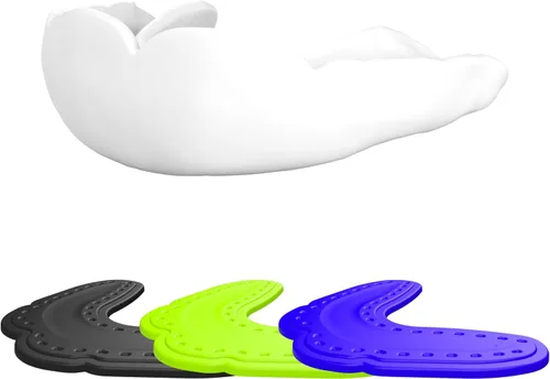 Vista 9 de Shock Doctor Protector bucal delgado de 0.094 in. Microfit para fútbol, hockey, lacrosse, béisbol, softbol, baloncesto y más. Jóvenes y adultos.