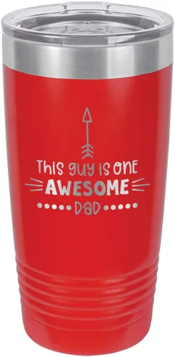 Vista 9 de This Guy Is One Awesome Dad Black Vaso de bebida de 20 oz con pajita Taza de viaje grabada con láser Comparar con Yeti Rambler Idea de regalo