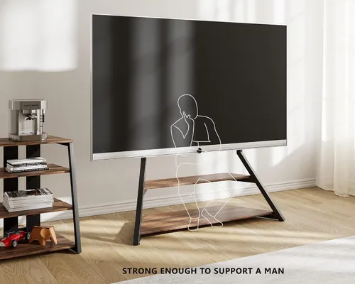 Vista 2 de FITUEYES Soporte esquinero para TV de 75 a 100 pulgadas con gabinete multimedia AV de 4 niveles, soporte de TV de piso con estantes esquineros