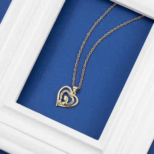 Vista 3 de FANCY SHINY Collar delicado de corazón de oro para mamá, collar de circonita cúbica, regalo de joyería para el día de la madre, cumpleaños