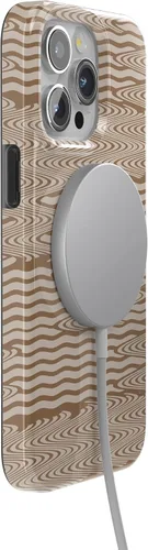 Vista 5 de Casely Funda para iPhone 15 Pro Moka Ripple Ondas marrones Compatible con MagSafe Diseño clásico ultra delgado