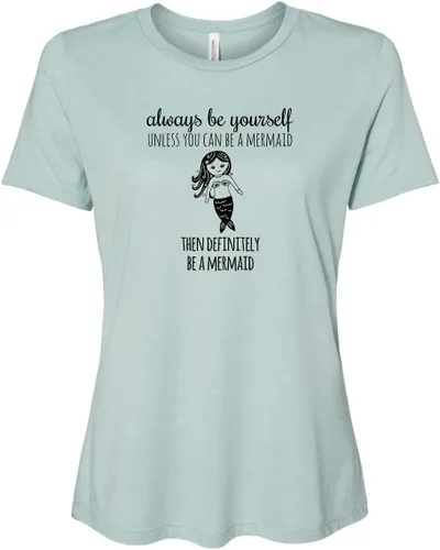Vista 6 de Cute Women's Screen Printed Crew Neck Tee, Shirts With Sayings, Dusty Blue or Olive