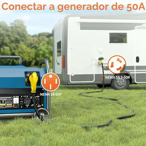 Vista 8 de NEMA14-50P/SS2-50R - Cable generador de 25 pies y 50 amperios con bloqueo giratorio