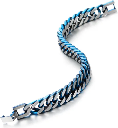 Vista 5 de COOLSTEELANDBEYOND Pulsera de acero inoxidable de dos tonos para hombre, acabado satinado