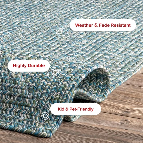 Vista 7 de nuLOOM Alfombra de Área Interior/Exterior Sólida Trenzada a Mano de 2' x 8', Apta para Mascotas, Alto Tráfico, Resistente a la Intemperie