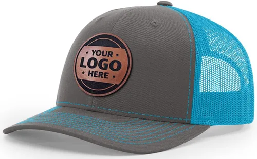 Vista 45 de Sombrero de parche de cuero de camionero personalizado grabado con láser