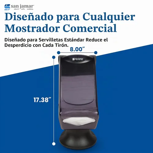 Vista 4 de San Jamar Dispensador de servilletas para restaurante, soporte de control completo, capacidad de 450, 9D x 21.5W x 8.5H para cocinas, servicio
