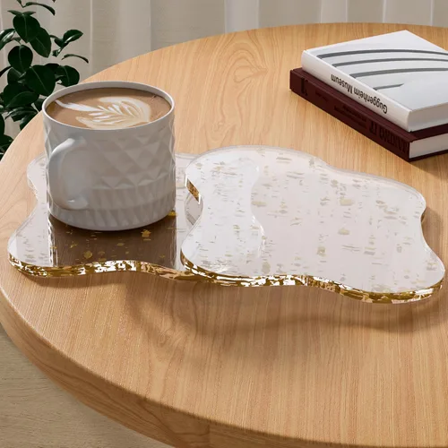 Vista 13 de Posavasos Decorativos de Acrílico, Posavasos Irregulares para Bar y Bebidas, Posavasos para Taza de Café con Forma de Nube Transparente, Perfecto