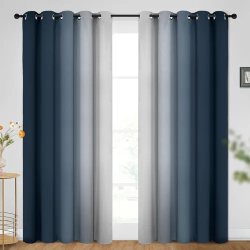 Vista 164 de SimpleHome Cortinas degradadas degradadas para oscurecer la habitación de 36 pulgadas de largo para dormitorio, con ojales y bloqueo de luz Negro