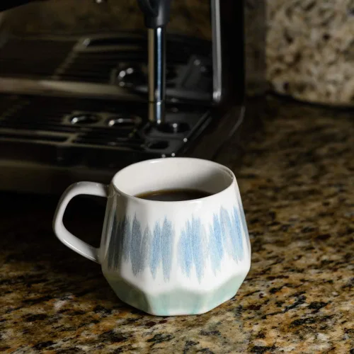 Vista 5 de Homvare Taza de café de porcelana, taza de té, paquete de 2, 10 onzas Azul verde azulado - Paquete de 2