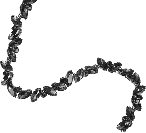 Vista 17 de uxcell Borde de cadena de diamantes de imitación de 1 yarda, aplique de cadena de cristal brillante de 0.394 pulgadas para costura, joyería