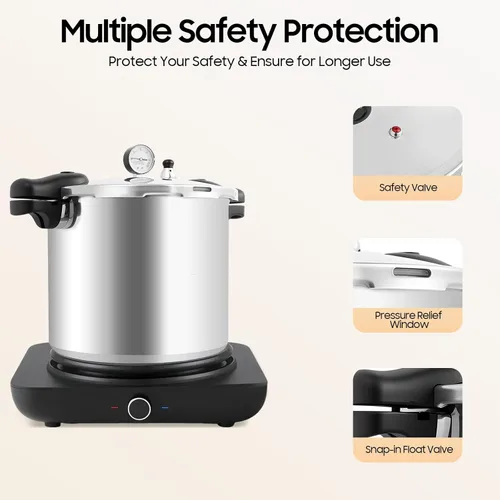 Vista 6 de Olla a presión Envase grande a prueba de explosiones de 23 cuartos de galón para el hogar y camping 90Kpa Cookware Rotating Lock/Unlock Lid