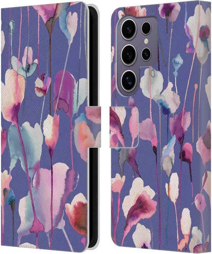 Vista 18 de Head Case Designs Officially Licensed Ninola Abstract Poppies Lilac Floral Leather Wallet Case Compatible with Samsung Galaxy A07 4G