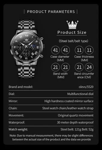 Vista 6 de OLEVS Mens Watches Luxury Big Face Waterproof Stainless Steel Analog Quartz Multifunctional Luminous Date Two Tone Fashion Dress Wrist Watches for
