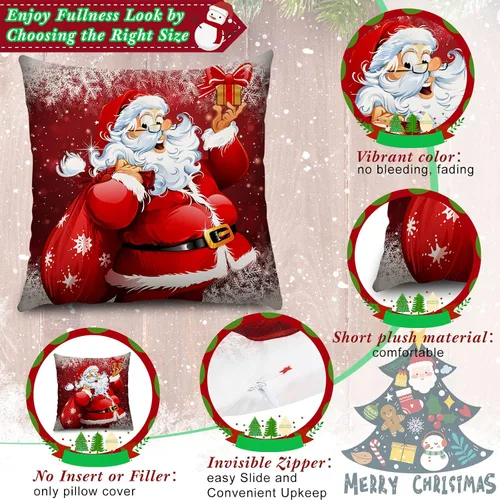 Vista 2 de Tatuo - Juego de 6 fundas de almohada navideñas, estilo divertido