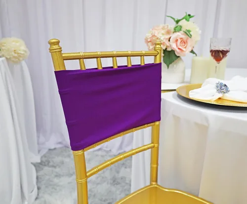 Vista 4 de (10 bandas elásticas de elastano de 7 x 13 pulgadas, de doble capa, lazos elásticos de licra para silla, lazos para bodas, fiestas, banquetes