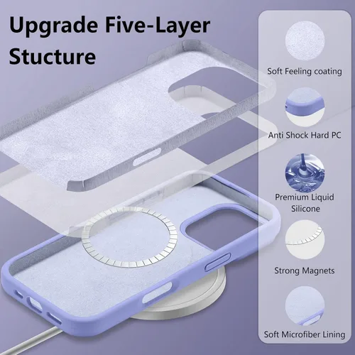 Vista 169 de Funda magnética de silicona para iPhone 13 Pro, color blanco antiguo [Compatible con Magsafe] [Forro de microfibra suave antiarañazos], funda