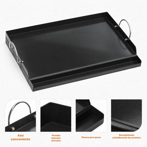 Vista 3 de Onlyfire Plancha universal para barbacoa con asas para la mayoría de las parrillas, parrilla antiadherente con revestimiento de cerámica