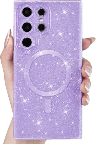 Vista 29 de Svanove Funda magnética con purpurina para Samsung Galaxy S22, compatible con Magsafe Cute, brillante, brillante, estética, dura y brillante