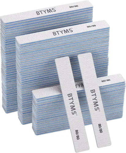 Vista 20 de 10 unidades de limas de uñas de grano 80/80 rectangulares para uñas acrílicas, limas de pulido reutilizables de doble cara, tableros de lima de uñas