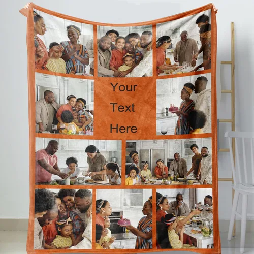 Vista 20 de D-Story Manta personalizada con foto, entrega al día siguiente, hecha en EUA, Manta de collage personalizada, haz una manta personalizada