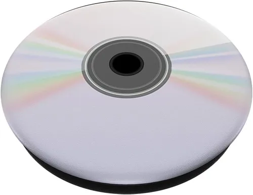 Vista 2 de Diseño compacto de CD divertido – PopSockets agarre y soporte para teléfonos y tabletas, Negro