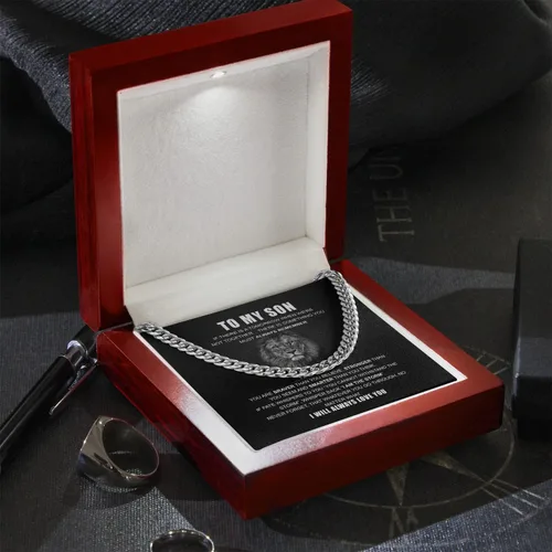 Vista 2 de Collar con texto en inglés "To My Son From Mom And Dad, To My Son Gifts from Mom", regalo de cumpleaños para hijo, collar de cruz para hijo de mamá